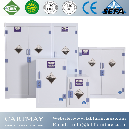 Storage cabinet for chemicals and corrosive substances